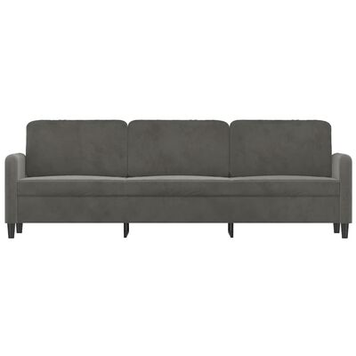 vidaXL 3-местен диван, тъмносив, 210 см, кадифе