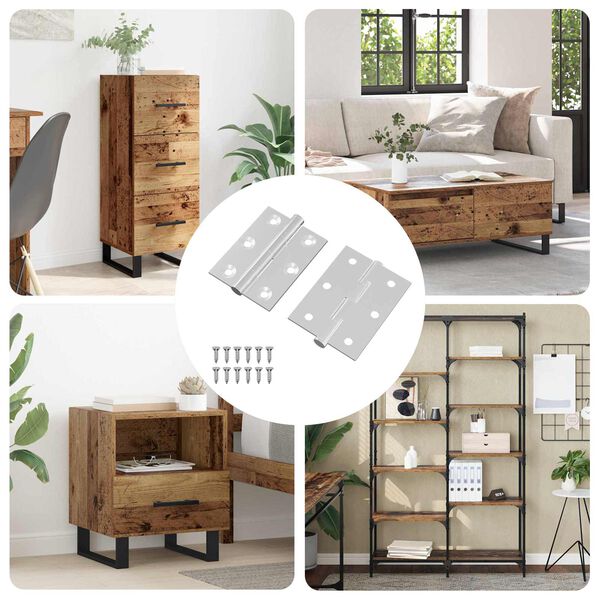 vidaXL Панта 2 pcs Сребрист 50 x 38 x 1,3 мм Стомана