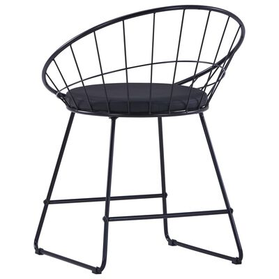 vidaXL Трапезни столове, седалки изкуствена кожа, 2 бр, черни, стомана