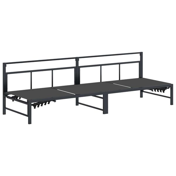 vidaXL Шезлонг Черен 200 x 62 x 59,5 см Textilene