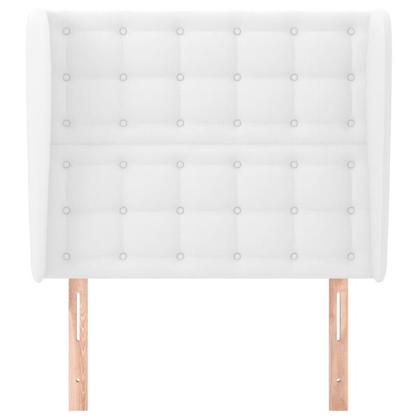 vidaXL Горна табла с уши, бяла, 103x23x118/128 см, изкуствена кожа