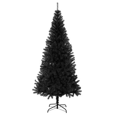 vidaXL Изкуствена коледна елха със стойка, черна, 240 см, PVC