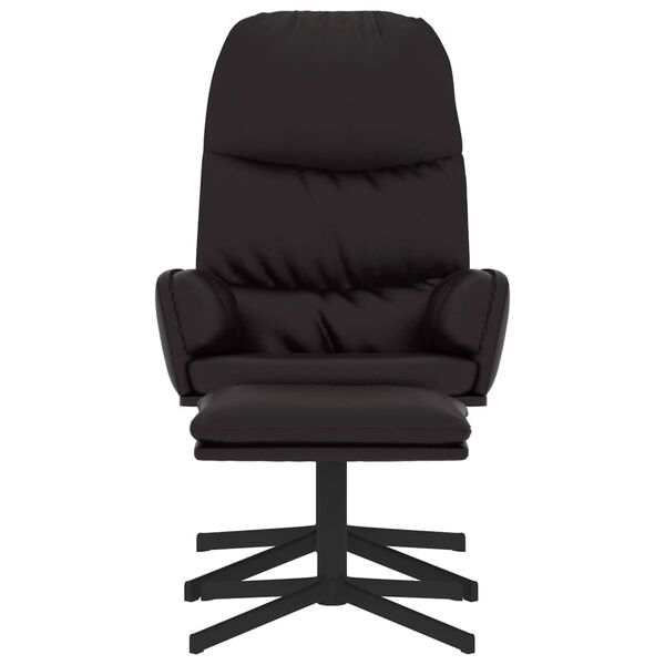 vidaXL Релаксиращ стол с табуретка, черна, изкуствена кожа