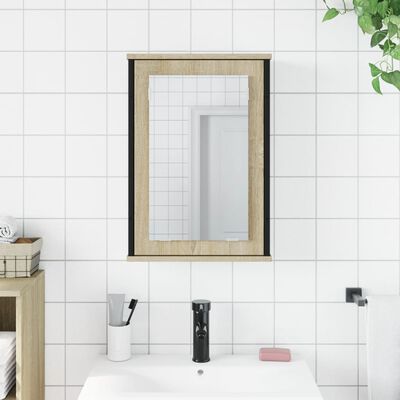 vidaXL Шкаф за баня с огледало дъб сонома 42x12x60 см инженерно дърво