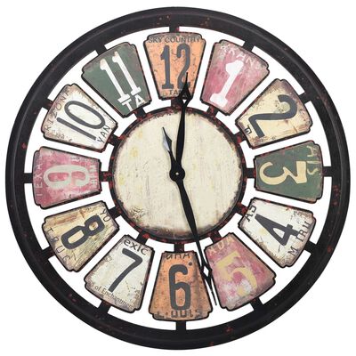 vidaXL Стенен часовник, многоцветен, 80 см, МДФ