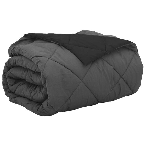 vidaXL Летен юрган Черно и антрацит 240 x 200 cm Микрофибър