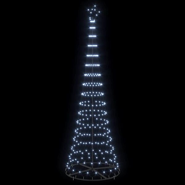 vidaXL LED Коледна Елха с поставка Хладно бяло 184.5 см Метал