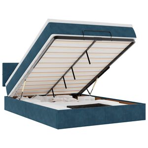 vidaXL Османско легло с матрак Тъмно синьо 140x190cm кадифе