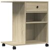 vidaXL Стойка за принтер с колелца, сонома дъб, 60x40x68,5 см