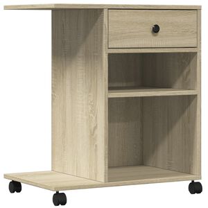 vidaXL Стойка за принтер с колелца, сонома дъб, 60x40x68,5 см