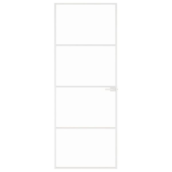 vidaXL Интериорна врата бяла 76x201,5 см закалено стъкло и алуминий