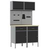 vidaXL Комплект работни шкафове с чекмедже с рафт 8 pcs Сив