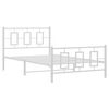 vidaXL Метална рамка за легло с горна и долна табла, бяла, 107x203 см