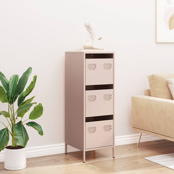 vidaXL Висок шкаф, розов, 39x35x103,5 см, стомана