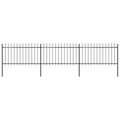 vidaXL Градинска ограда с пики, стомана, 5,1x1 м, черна
