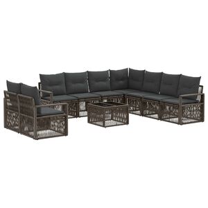 vidaXL Градински Софа Комплект 10 pcs Сиво полиратан