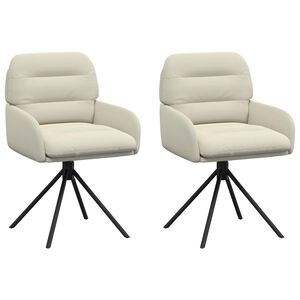 vidaXL Въртящи се трапезни столове 2 pcs Изкуствена Кремаво