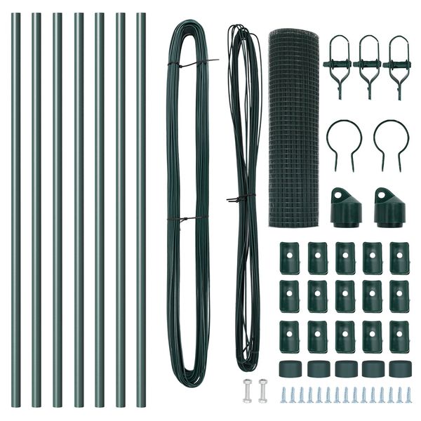 vidaXL Стълб за ограда. Зелен 10 x 0,4 м (25 x 25 мм мрежа)