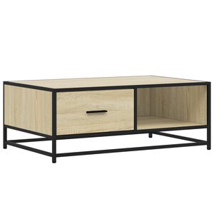 vidaXL Кафе маса, сонома дъб, 90x57x35 см, инженерно дърво и метал
