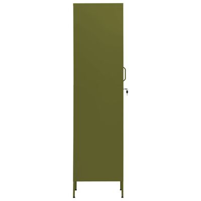 vidaXL Шкаф със заключване, маслиненозелен, 35x46x180 см, стомана