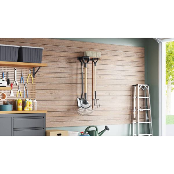 vidaXL Стелаж за съхранение на градински инструменти, черни стомана