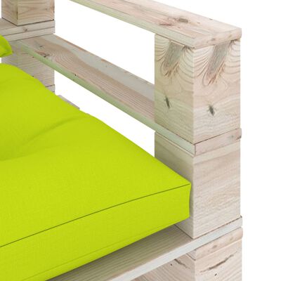vidaXL Градински палетен фотьойл с яркозелени възглавници борово дърво