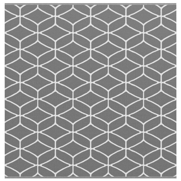 vidaXL Външен килим ARAKIL Сиво и бяло 250 x 250 cm ПП