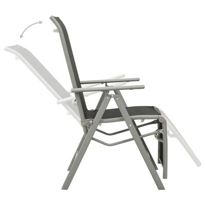 vidaXL Градински стол реклайнер, Textilene и алуминий, сребрист