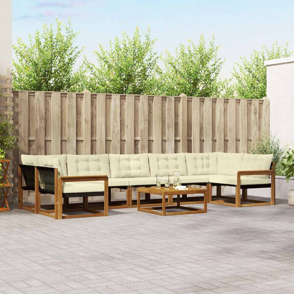 vidaXL Комплект дивани за открито 8 pcs Натурален и Крема