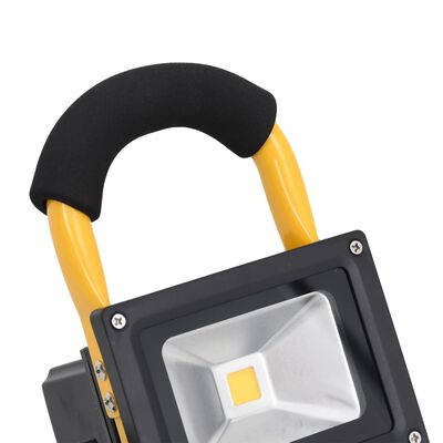 vidaXL Презареждаем LED прожектор с дръжка, 10 W, топло бяло