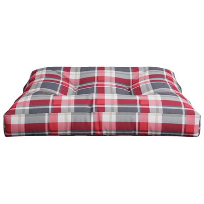 vidaXL Палетна възглавница, червено каре, 80x80x12 см, текстил