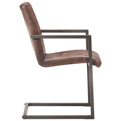 vidaXL Конзолни трапезни столове 2 бр изтъркано кафяво естествена кожа