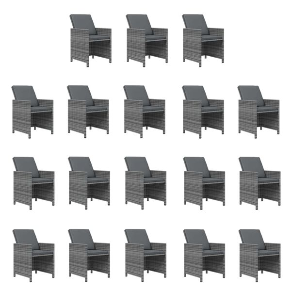 vidaXL Градински трапезен комплект възглавници 15 части полиратан сив