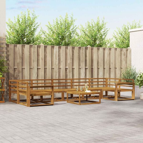 vidaXL Комплект дивани за открито 8 pcs Естествен