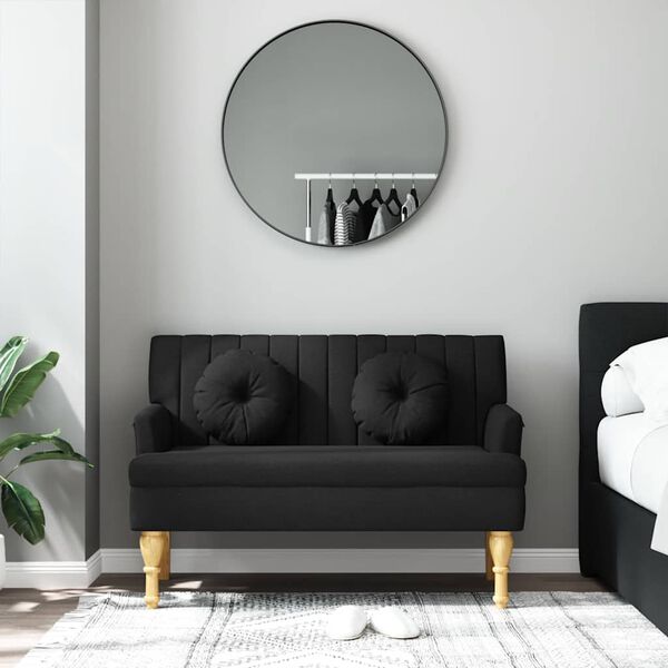 vidaXL Пейка с възглавници, черно, 113x64,5x75,5 см, плат