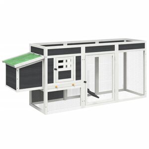 vidaXL Кокошарник сив 204x50x84 см бор масив