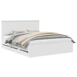 vidaXL Рамка за легло с таблото Бяло 160 x 200 cm Инженерна дървесина