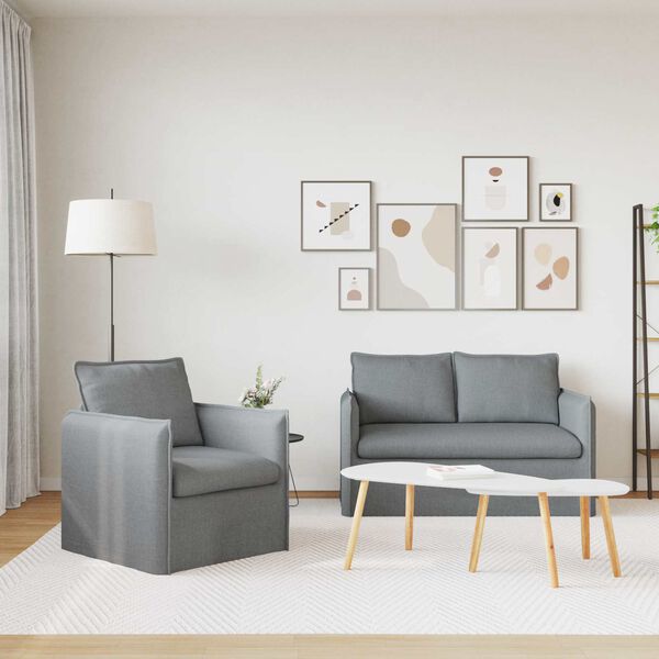 vidaXL Комплект дивани 2 pcs Светлосиво 136 x 82 x 85 см текстил