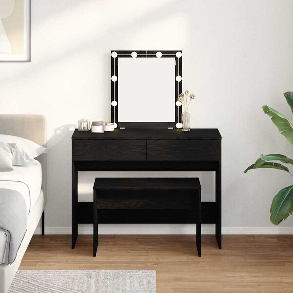 vidaXL Тоалетна табуретка Черен дъб 70 x 35 x 45 см Инженерно дърво