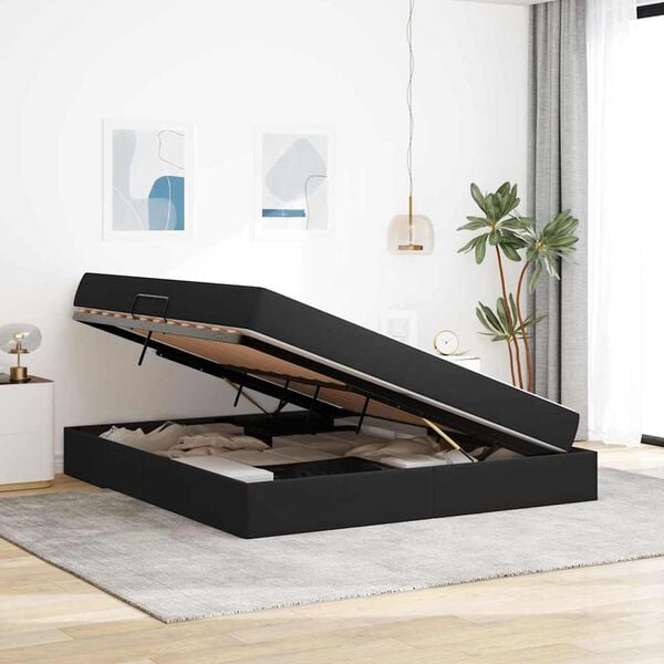 vidaXL Легло с място за съхранение и матрак Черно 160 x 200 cm Кадифе