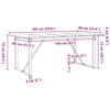 vidaXL Трапезна маса О-образна рамка 180x90x75 см бор масив и стомана