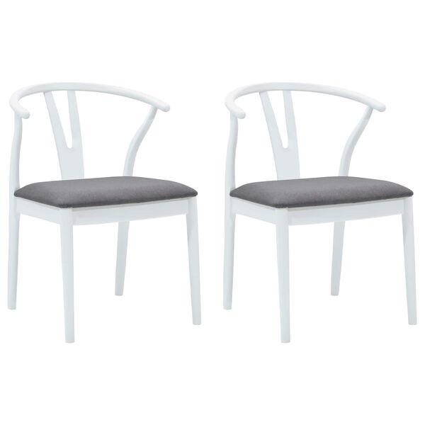 vidaXL Трапезен стол 2 pcs Бяло и сиво Солидно гумено дърво