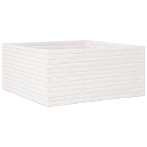 vidaXL Градински сандък, бял, 100x100x46 см, масивна борова дървесина