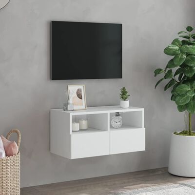 vidaXL Стенен ТВ шкаф, бял, 60x30x30 см, инженерно дърво