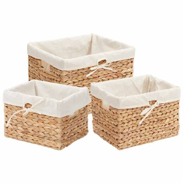 vidaXL Кошници за съхранение 3 pcs Естествен 35 x 30 x 25 см