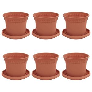 vidaXL Саксии за растения 6 pcs Червено тухла &Oslash; 12,5 x 10 см Пластмаса