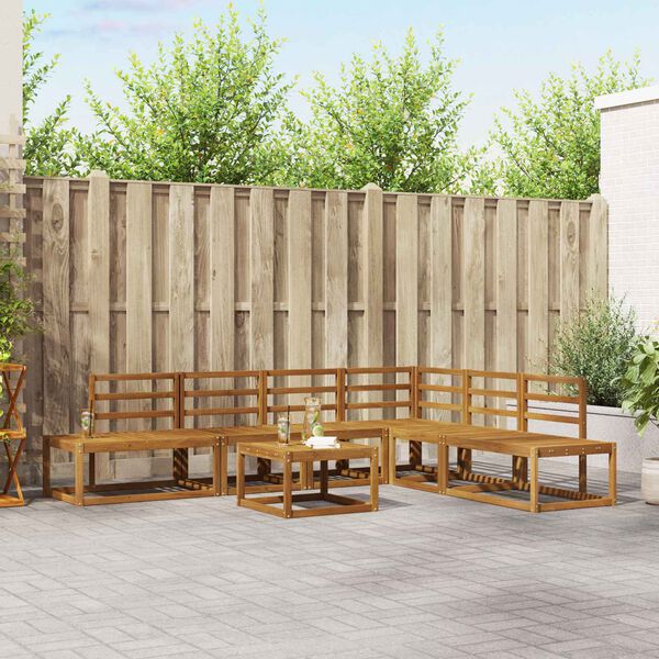 vidaXL Комплект дивани 7 Брой Естествен Солидно акациево дърво