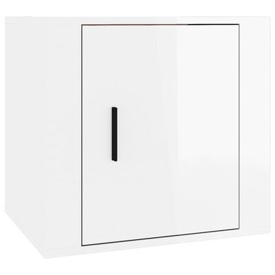 vidaXL Нощно шкафче, бял гланц, 50x39x47 см