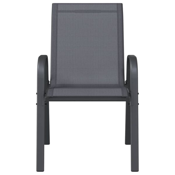 vidaXL Стифиращи градински столове, 2 бр, сиви, тъкан textilene