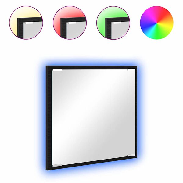 vidaXL LED огледало за баня Черен дъб 40 x 8.5 x 37 см Инженерно дърво